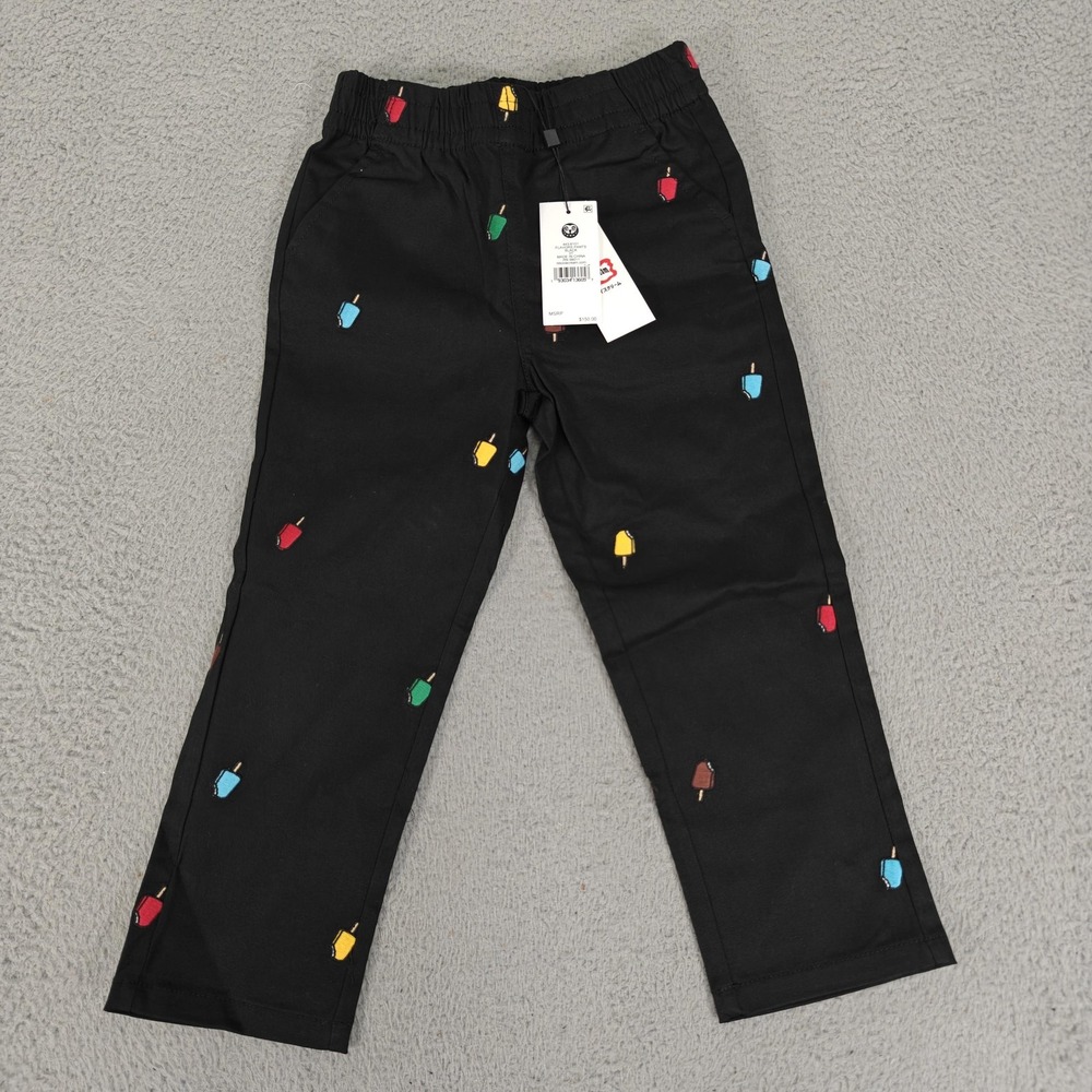 Icecream Flavors Pants Kids 3T Black Multicolor Embroidered Popsicle New‎ Tags